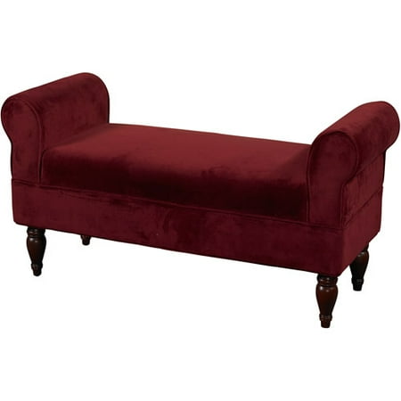 Linon Lillian Rolled Arm Upholstered Bench Multiple Colors