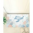 thumbnail image 4 of Shag Bath Rugs Sea Turtle Coastal Coral Summer Ocean Plush Soft Fluffy Doormat Floor Carpet,Non-Slip Living Room Bedroom Kitchen Entryway Door Mats Nautical Beach Shell Conch, 4 of 6