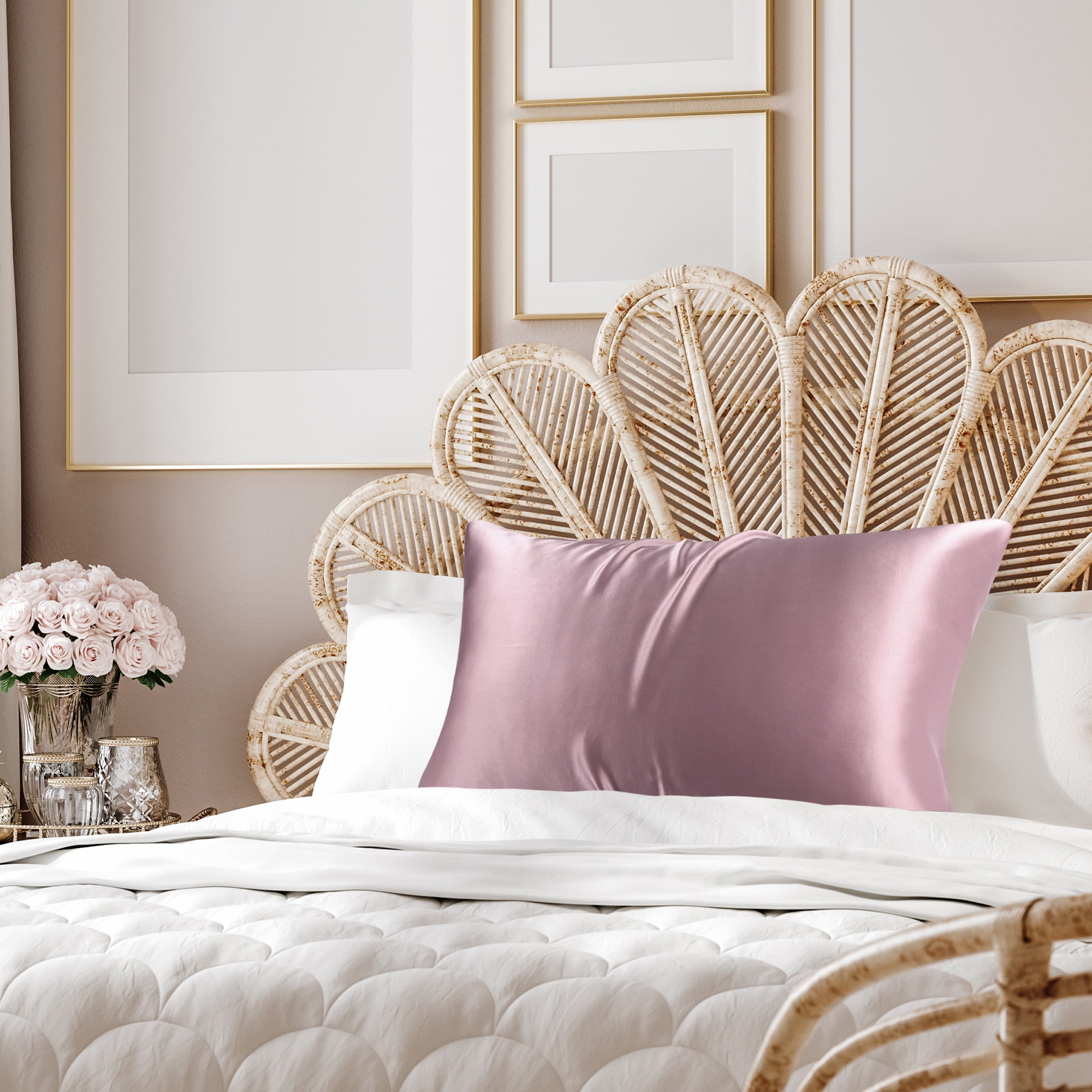 PiccoCasa 22 Momme Silk Pillowcase with Hidden Zipper, King(20"x36"), Mauve