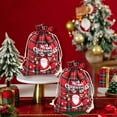 thumbnail image 5 of Drawstring Gift Bags, Buffalo Plaid Christmas Treats Bags, Reusable Cloth Xmas Candy Bag, Holiday Party Favors,3.93X5.51In(C), 5 of 6