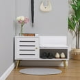 thumbnail image 2 of VECELO Shoe Storage Bench, Entryway Bench with Seat Cushion and Door, Wooden Modern Style Shoe Storage Compartment for Hallway Living Room, White, 2 of 8