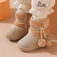 thumbnail image 2 of BOBOGOJP Kids Girls Boys Winter Warm Boots Suede Lightweight Faux Furry Lined Mid Calf Snow Boots for Toddler/Little Kid Beige for Size 3, 2 of 5