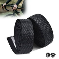 2 Pack Bike Handlebar Tape, PU Bicycle Handlebar Tape EVA Anti-slip Cycling Handle Wraps Tape with Bar End Plugs for Bike(Black)