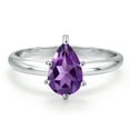 thumbnail image 3 of Gem Stone King 14K White Gold Purple Amethyst Solitaire Engagement Ring for Women | 1.09 Cttw | Pear Shape 9X6MM | Gemstone February Birthstone | Size 8, 3 of 6