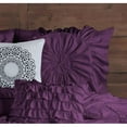 thumbnail image 5 of DNG Creations 3 Piece Luxury Circle Ruffle Comforter with 1 Freebie Ruffle Pillow All-season 550 GSM 800TC, 100% Egyptian Cotton ( Oversized Queen Size ) Solid Plum Colour, 5 of 5