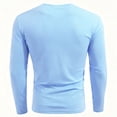 thumbnail image 4 of LNZGNM Men's Long Sleeve T Shirts Longline Stretch V-Neck Shirt Lightweight Slim Fit Solid Color Tee Shirts Stylish Gym Tees,Light Blue M, 4 of 4