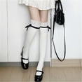 thumbnail image 5 of Aellinatey Ruffle Bows Girl Socks Cotton Calf Socks Sweet Knee Highs Stocking Streetwears, 5 of 20