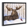 thumbnail image 2 of Stupell Industries Farmhouse Moose & Red Cardinal Black Floating Frame Canvas Art, 21 x 17, by George Dyachenko, 2 of 8