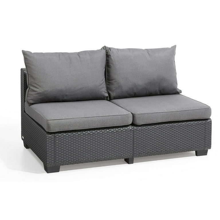 Keter Sapporo Loveseat Gray with Sunbrella Cushions Resin Outdoor