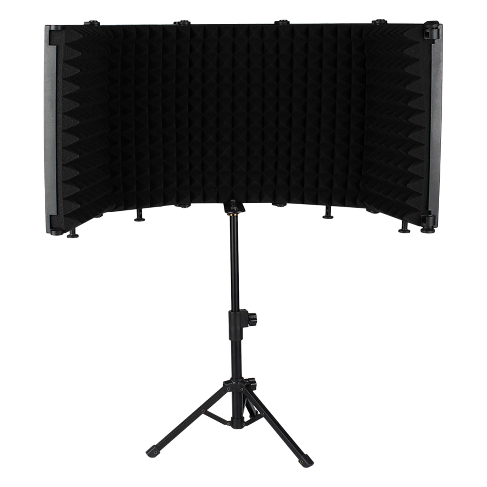LeeQinersw Microphone Isolation Shield Adjustable Height Tripod Stand for Broadcasting Condenser Mic 5 Panels