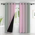 thumbnail image 2 of Lfeey Pink Teal Ombre Color Blackout Curtains 63 Inches Long 2 Panels, Light Blocking Children's Room Decorative Privacy Curtains, 2 of 6