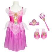 Disney Princess Aurora Tiara to Toe Dress up Set, Girls' Costume Includes 5 Pieces