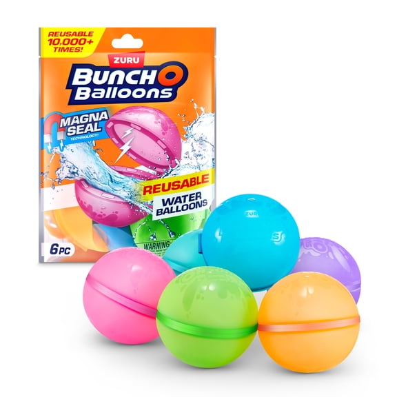 Original Bunch O Balloons Reusable Water Balloons 6 Pack by ZURU, Summer Toy for Boys and Girls, Pool Beach Toys for Kids ages 3-12, Self Sealing Reusable Water Balloons