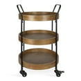 thumbnail image 4 of Kate and Laurel Lloyd Mid-Century Modern Transitional 3-Tier Metal/Wood Bar Cart, 31-1/2"H x 18"W x 18"D, Rustic Brown/Black, 4 of 8