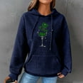 thumbnail image 2 of Women's Waffle Sweatshirts St. Patrick's Day Letter Graphic Print Drawstring Casual Loose Pullover Hoodies with Pockets(Blue,XXL), 2 of 5