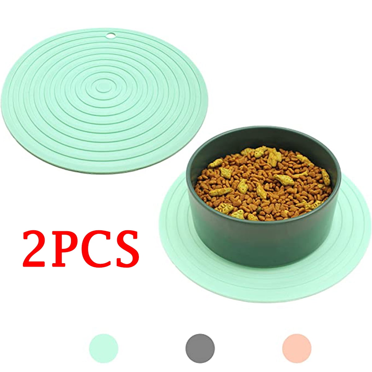 2Pieces Silicone Pet Food Mat for Dog and Cat for Food Bowl Food