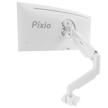 Pixio PS2S White Ultrawide Heavy-Duty Premium Single Monitor Arm Stand Desk Mount - Fits up to 49 inches Monitors, Weights up to 39lbs Flat / 31lbs Curved
