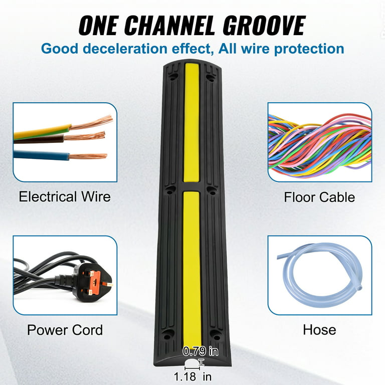 VEVOR 4 Pack 1 Channel Cable Protector Ramp 22046lbs Wire Hose Cable Cover Speed Bump