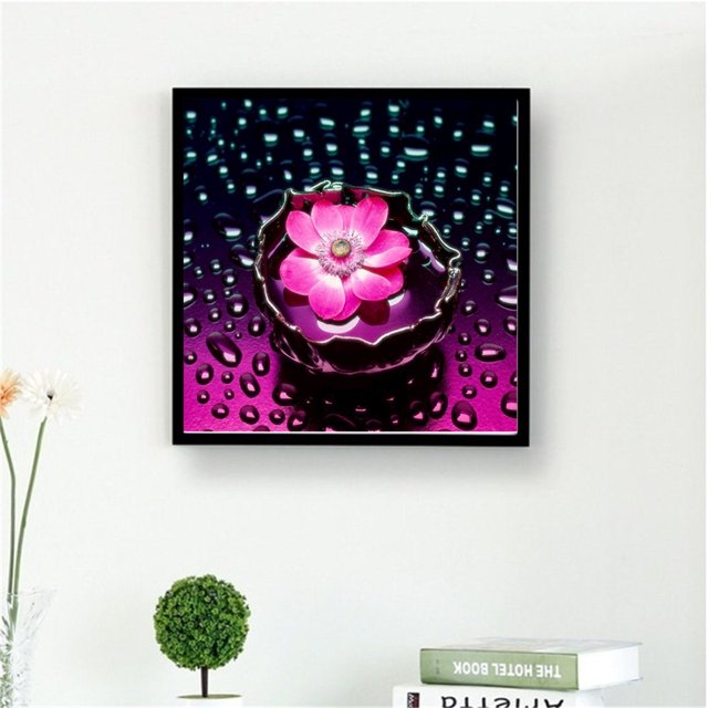 Juego de Pintura Decorativo de 5D Flor Morado Diamante Bordado Costura Números Interesante Baoblaze Pintura del diamante DIY
