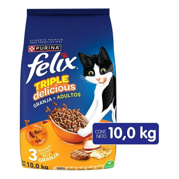 Croqueta para Gato Felix Triple Delicious Granja 10Kg Purina Felix Felix Triple Delicious Granja
