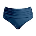 thumbnail image 4 of HOWPAY Bikini Bottoms Women High Waisted Stretchy Tummy Control Basic Swim Briefs Full Coverage Causal Solid Color Beach Pool Swimsuit Bottoms Dark Blue L, 4 of 5