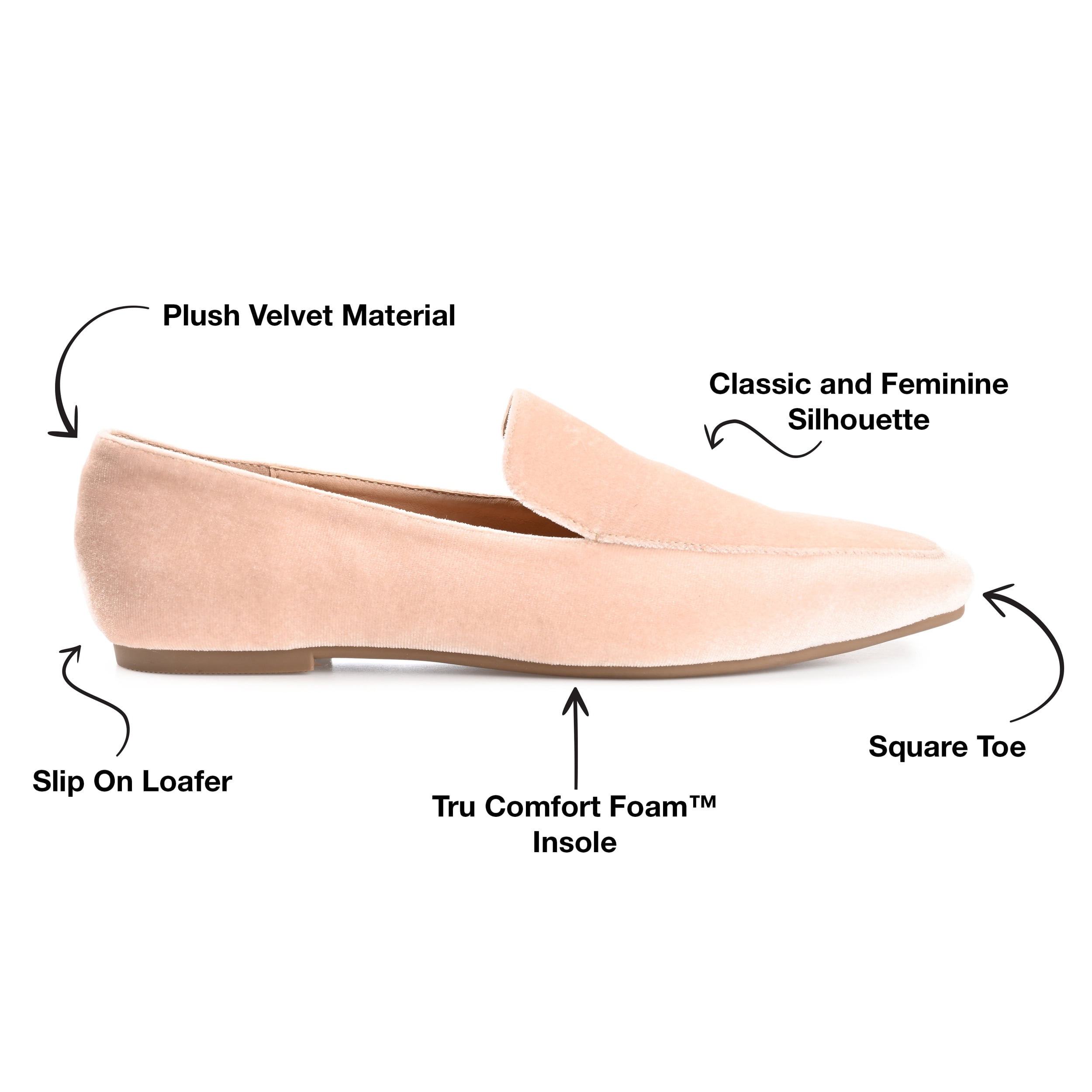 Journee Womens Silas Slip On Square Toe Loafer Dress Flats