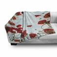 thumbnail image 3 of Poppy Flower Soft Flannel Fleece Throw Blanket, Tilt Shot Photo of Meadows and Herbs with Sky, Cozy Plush for Indoor and Outdoor Use, 70" x 90", Vermilion Pale Blue, by Ambesonne, 3 of 6