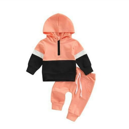 

URMAGIC 6M-5T Kid Toddler Boy Outfits Clothes Solid Cotton Long Sleeve Hoodied Sweatshirt Tops + Casual Pants Fall Winter 2pcs Set