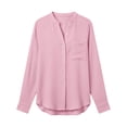 thumbnail image 3 of Dvprdro Womens V Neck Long Sleeve Button Down Shirts Cotton Solid Blouses Casual Loose Tops, 3 of 6