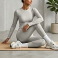 thumbnail image 5 of Workout Sets for Women 2 Piece Scrunch Butt Lifting Leggings Long Sleeve Slim Fit Tops Matching Set Gym Yoga Outfits, 5 of 6