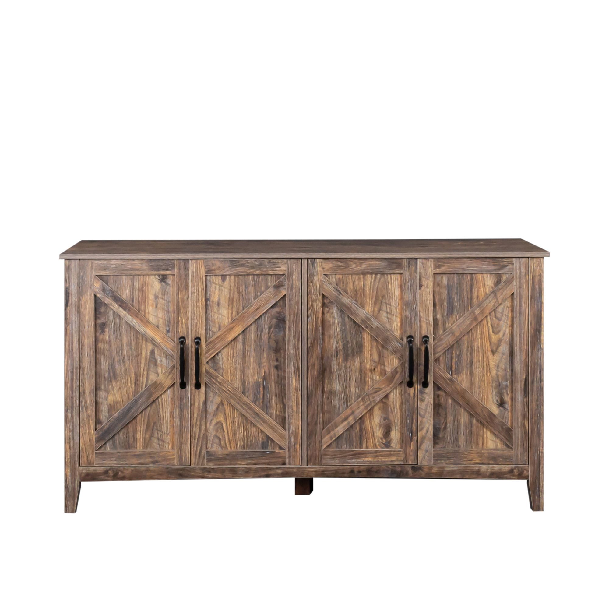 Aukfa Storage Cabinet,Freestanding Sideboard Cabinet with 4 Doors for Living Room - Brown