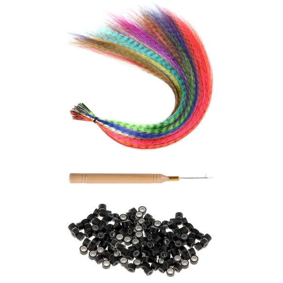 13 Colors Hair Feathered Extension Kit With Hair Beads And Crochet Hooks Synthetic Hair Extensions Tools Kit For Women Girls Cosplay Party