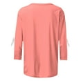 thumbnail image 4 of Antinious Plus Size Tops for Women Trendy Bowknot Crew Neck 3/4 Sleeve Casual Oversized Tshirts,Sweatshirt for Women,Going Out Tops for Women,Pink,L, 4 of 5