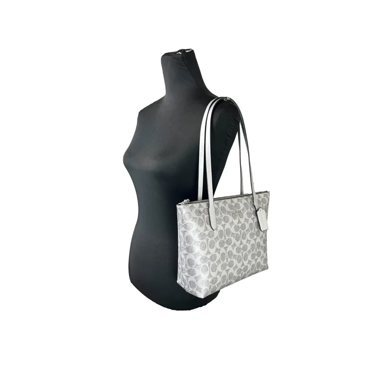 Coach Women's Fiona Small Zip Tote Bag in Signature Canvas (Gray