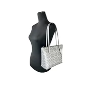 Coach Women's Fiona Small Zip Tote Bag in Signature Canvas (Gray / Silver)
