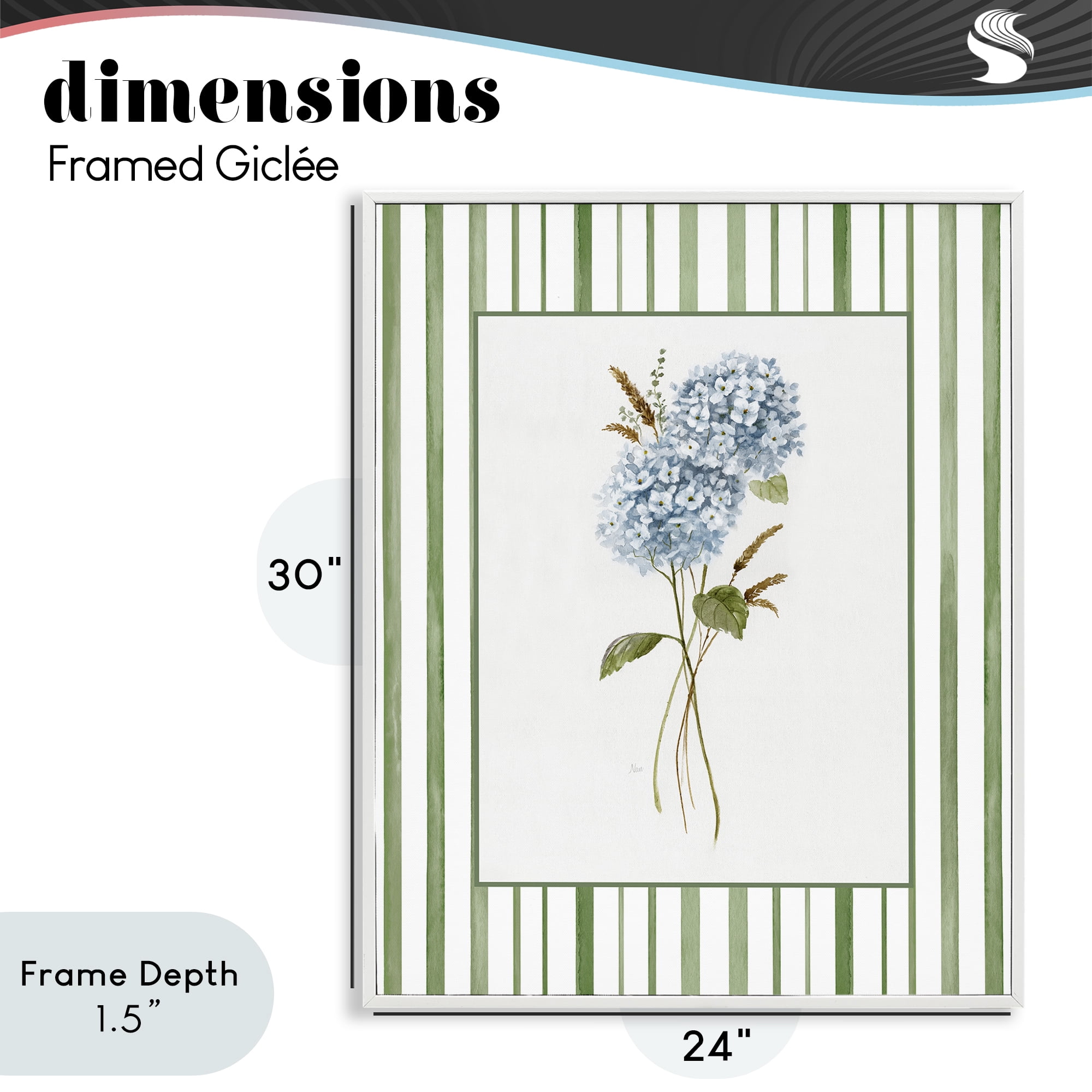 Stupell Industries Blue Hydrangea & Dried Wheat White Framed Giclee Art, design by Nan