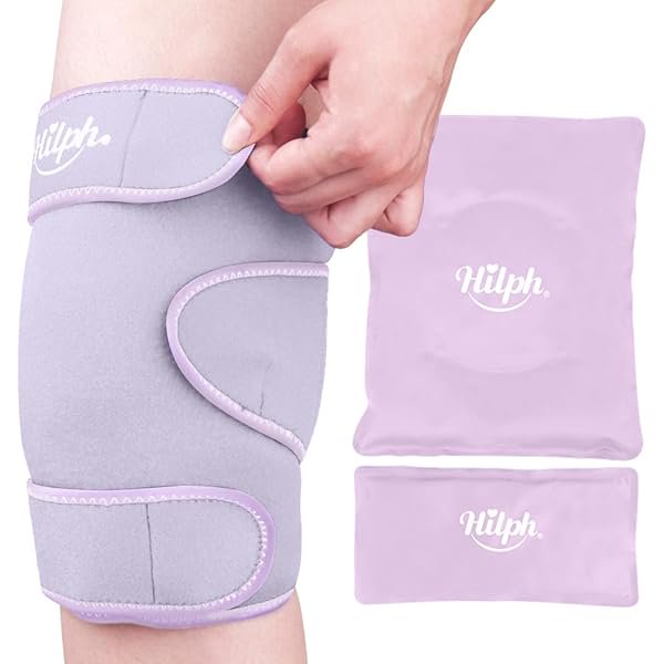 wonima44 Hilph Hot & Cold Therapy Knee Ice Wrap with Dual Gel Packs & Adjustable Brace for Full Knee Coverage, Pain Relief for Replacement Surgery, Arthritis, ACL, Meniscus Tear, Women, Men Purple