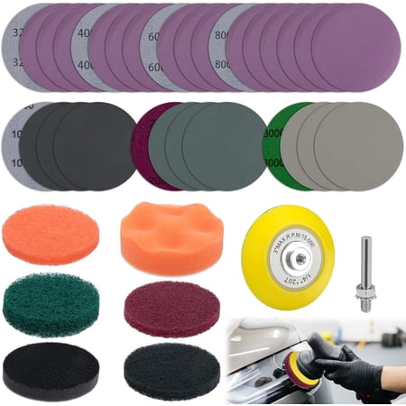 38-piece car headlight restoration kit, 3-inch headlight polishing kit, headlight cleaning kit with sanding disc sanding pad polishing pad suitable for drilling, suitable for all types of car headlig