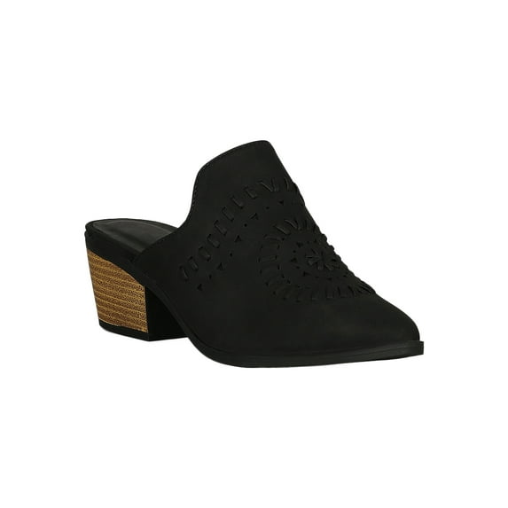 Women Pointy Toe Weaved Stacked Chunky Mule 18341