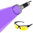 thumbnail image 1 of Antorcha de luz negra ultravioleta de 100 ledes con gafas protectoras ultravioleta, detectores de orina para mascotas con lámpara de mano ultravioleta, para manchas de orina seca de perros, gatos, 1 of 4