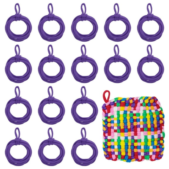 Uxcell 100 Pcs Potholder Loom Refill Loops, Elastic Potholder Weaving Refill Loops Knitting Kit Supplies in Rainbow Colors for Girls DIY Crafts 7" Weaving Loom, Dark Purple
