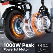 High-Performance Electric Scooter for Adults with Seat, 22MPH Top Speed, 48V 22.5Ah Long-Range Battery, Up to 55 Miles, Dual Suspension, Foldable Design & Cargo Basket