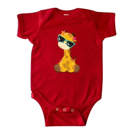 

Inktastic Giraffe With Blue Sunglasses Cute Giraffe Gift Baby Boy or Baby Girl Bodysuit