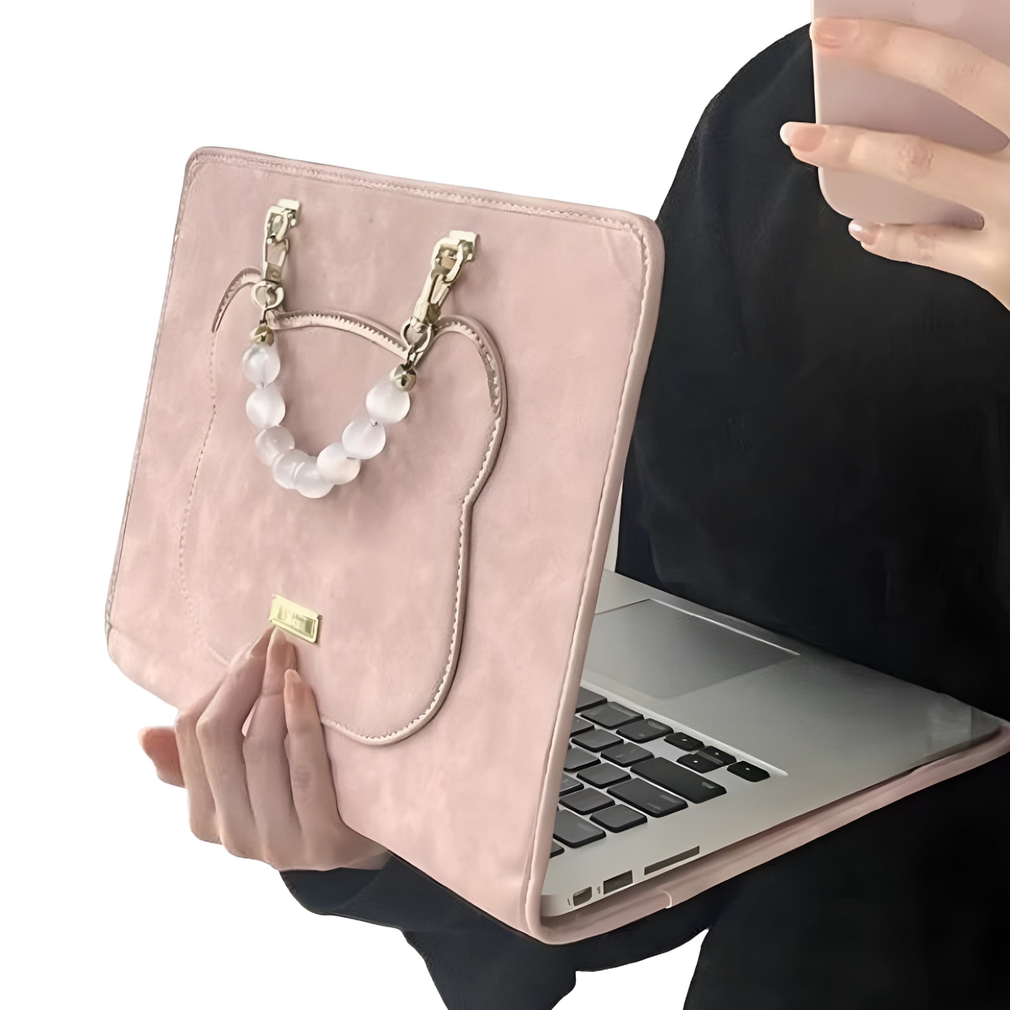 GASTROPOD 2026 New Pink Laptop Protective Case Compatible with Laptop 15.6 Inch, Cute Bear Pu Leather Portfolio Protective Cover Bag with Handle Laptop Cover