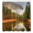 thumbnail image 3 of Ambesonne Yosemite Shower Curtain, River in Morning View, 69"Wx75"L, Green, 3 of 5