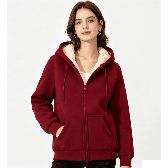 yillto Fleece Coat for Women Thick Warm Sherpa Fuzzy Lined Hoodie Zip up Sweatshirts Coat with Pockets