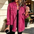 thumbnail image 5 of ClodeEU Women's Fringe Trim Hem Denim Shacket,Oversized Long Sleeve Button Down Jean Shirt Jacket ,Women's Plus XL, 5 of 5