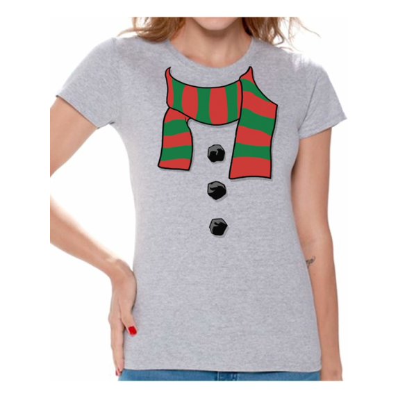Awkward Styles Snowman Scarf Christmas Shirts for Women Christmas T-shirt Snowman Scarf Christmas Women's Holiday Top Xmas Gifts Winter Funny Tacky Party Holiday Xmas Shirt