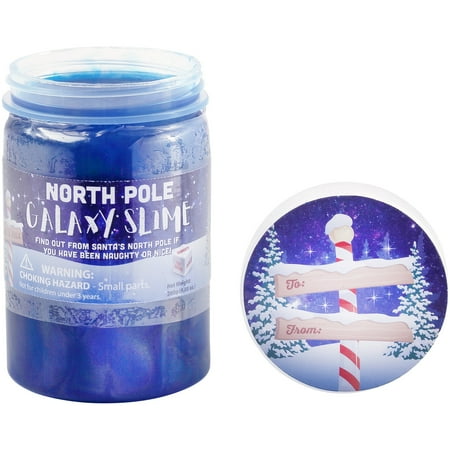 Holiday Time North Pole Galaxy Slime Gift Card Holder Jar with Gift Tag Label