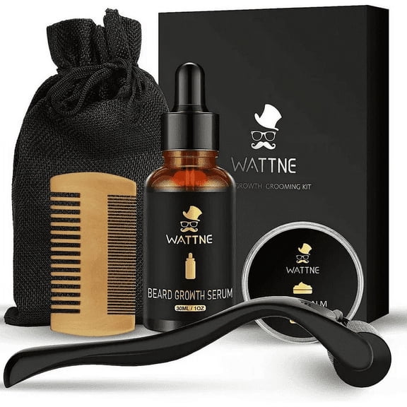 Beard Growth Kit - Beard Kit for Men W/Beard Growth Oil, Beard Growth Balm, Beard Massager, Beard Comb, Beard Kit for Spot/Patchy Beard, Anniversary &Birthday Gifts for Men Him Boyfriend Husband Dad